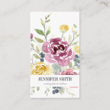 Watercolor Flower Business Cards - Modern Florals