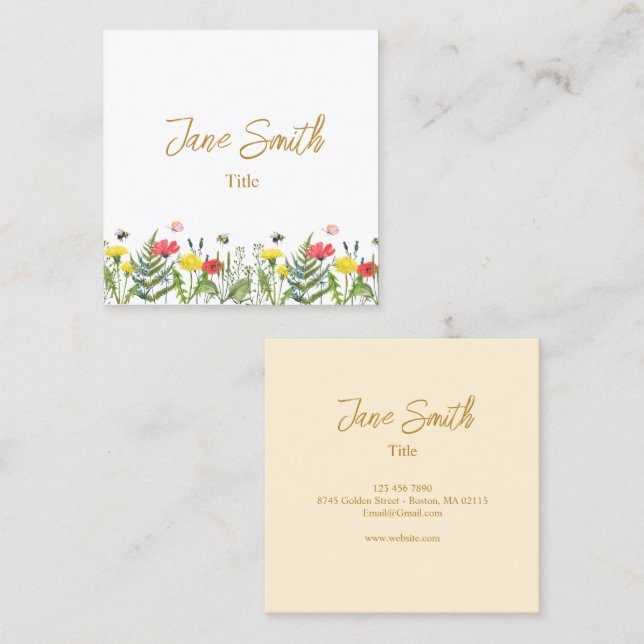 Watercolor Flower Calling Card (Front/Back)
