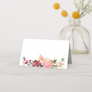 Watercolor flower Chinese wedding Place Card