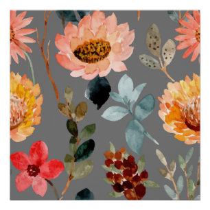 Watercolor Flower Colorful Nature Cute Poster