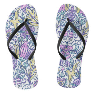 Watercolor Flower Colourful Nature Elegant Thongs