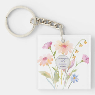 watercolor flower editable key ring