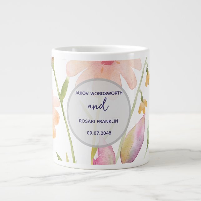 watercolor flower editable large coffee mug (Front)