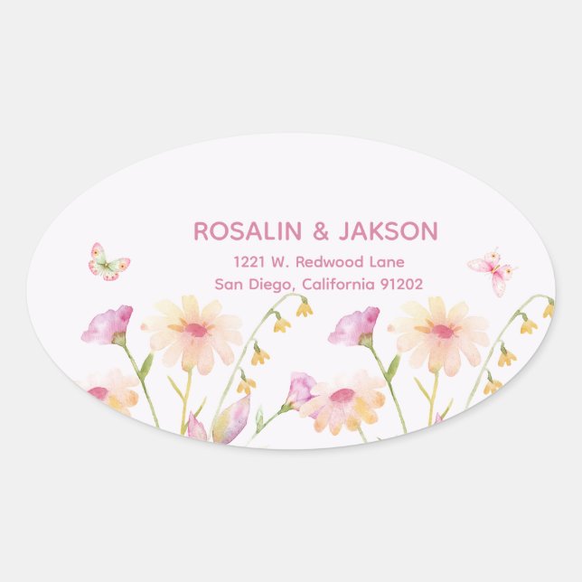 watercolor flower editable oval sticker (Front)