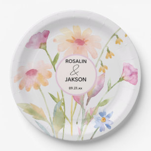watercolor flower editable paper plate