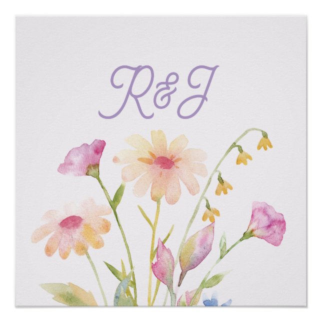 watercolor flower editable  poster (Front)