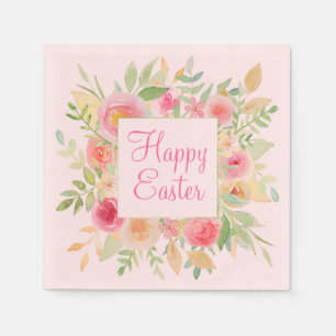 Watercolor Flower Frame Easter Napkin