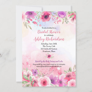 Watercolor Flower Garden Bridal Shower Party Invitation