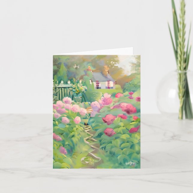 Watercolor flower garden customisable card (Front)