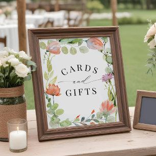 Watercolor Flower Garden Shower Cards and Gifts Poster