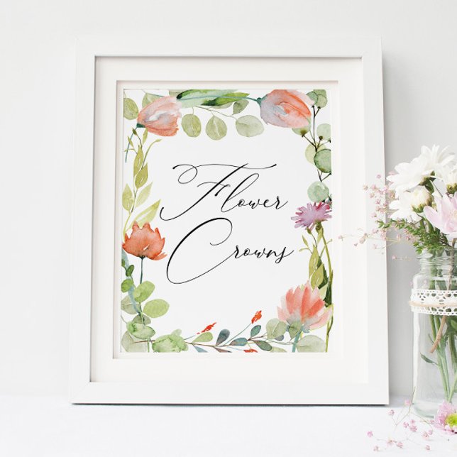 Watercolor Flower Garden Shower Flower Crowns Poster (Creator Uploaded)
