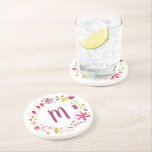 Watercolor Flower Garland Monogram Coaster<br><div class="desc">A pretty watercolor painting of a wreath of autumnal wildflowers.
Change the initial to customise.</div>