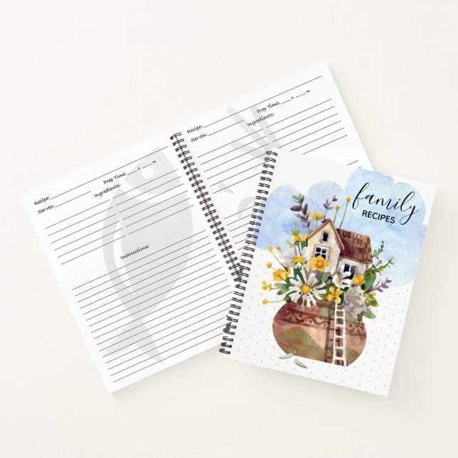 Watercolor Flower Home Daffodil Family Recipe Book (Inside)