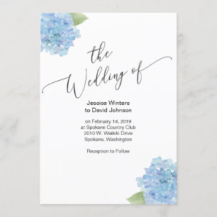 Watercolor flower hydrangea Wedding Invitation