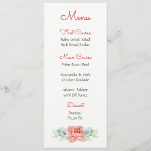 Watercolor Flower Menus