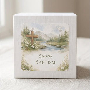 Watercolor Flower Minimalist Baptism Sticker