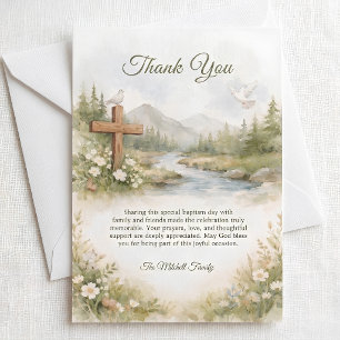 Watercolor Flower Minimalist Baptism  Thank You Card