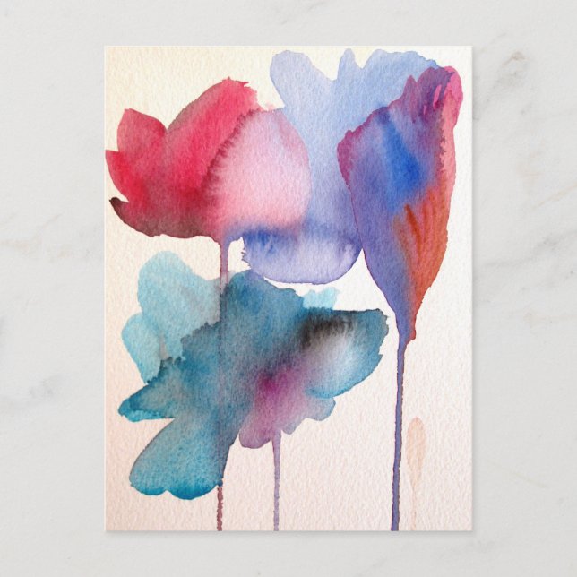 Watercolor flower modern floral art design postcard (Front)
