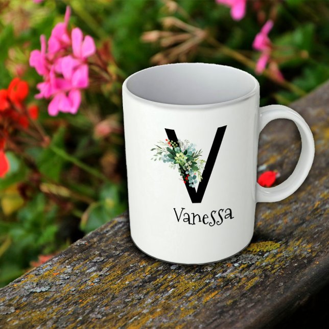 Watercolor flower monogram retirement coffee mug (Creator Uploaded)