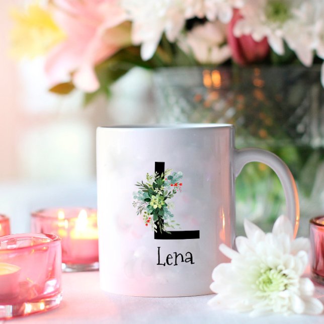 Watercolor flower monogram retirement coffee mug (Creator Uploaded)