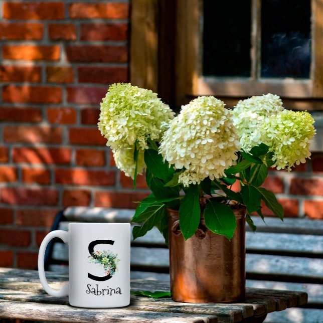 Watercolor flower monogram retirement coffee mug (Creator Uploaded)