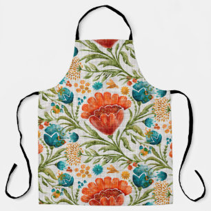 Watercolor flower motif background. Hand painted e Apron