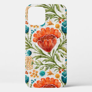 Watercolor flower motif background. Hand painted e iPhone 12 Case