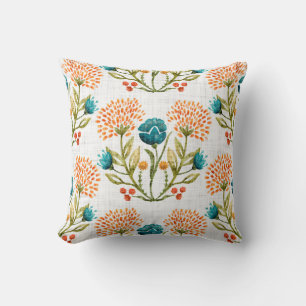 Watercolor flower motif background. Hand painted e Cushion