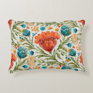 Watercolor flower motif background. Hand painted e Decorative Cushion