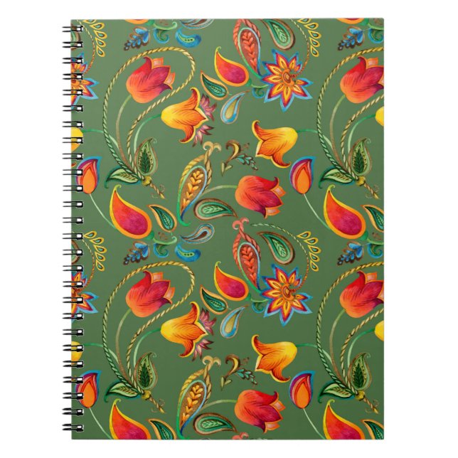 Watercolor flower paisley pattern notebook (Front)