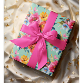 Watercolor Flower Pattern | Modern Bright Floral  Wrapping Paper