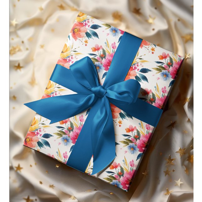 Watercolor Flower Pattern | Modern Bright Floral  Wrapping Paper (Creator Uploaded)