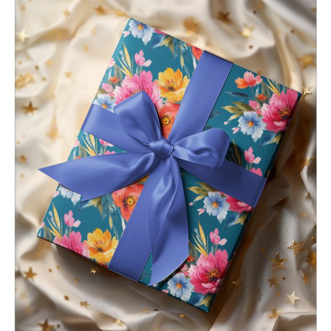 Watercolor Flower Pattern | Modern Bright Floral  Wrapping Paper (Creator Uploaded)