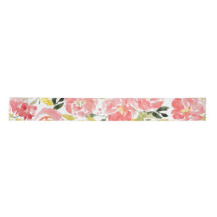 Watercolor flower pattern satin ribbon