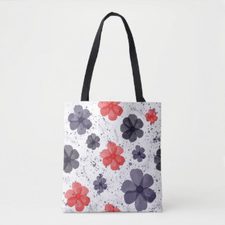 Watercolor flower pattern tote bag
