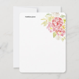 Watercolor flower personalised note card