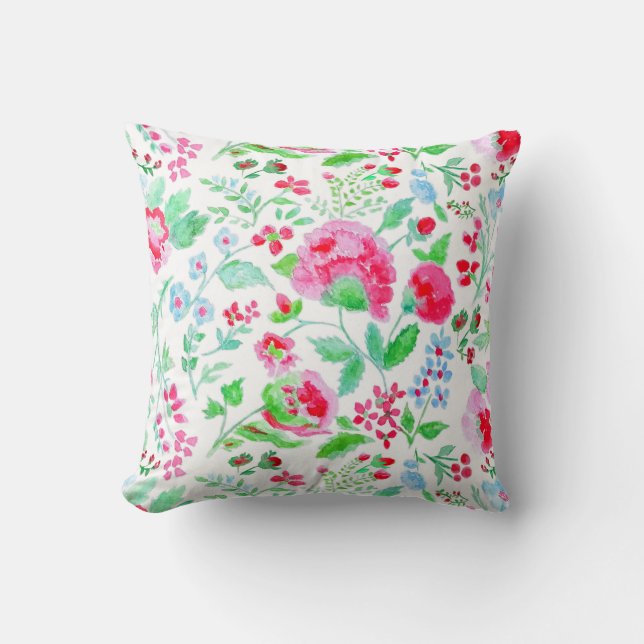 Watercolor flower pillow (Front)