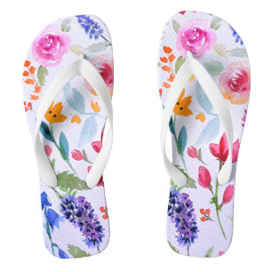 Watercolor Flower Sampler Pattern Thongs