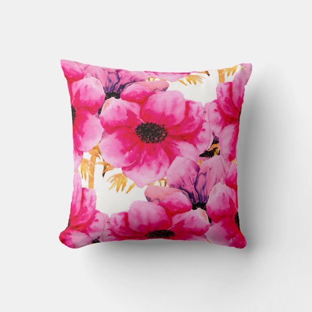 Watercolor flower seamless pattern background,beau cushion (Front)