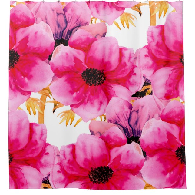 Watercolor flower seamless pattern background,beau shower curtain (Front)