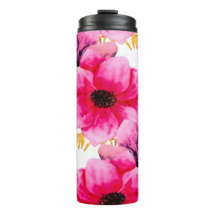 Watercolor flower seamless pattern background,beau thermal tumbler