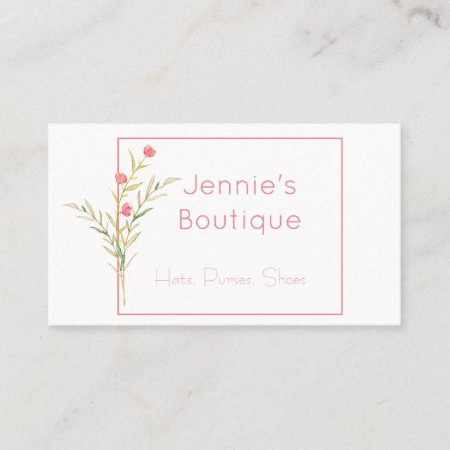Watercolor Flower Stem Business Card (Front)