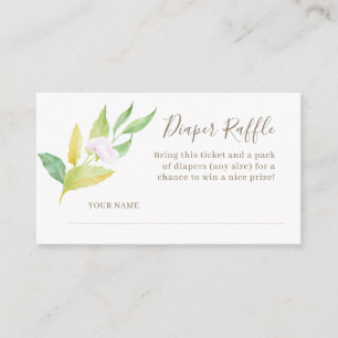 Watercolor Flower Twig Baby Shower Diaper Raffle Enclosure Card