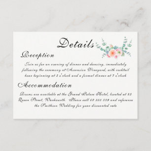 Watercolor Flower Wedding Enclosure Card