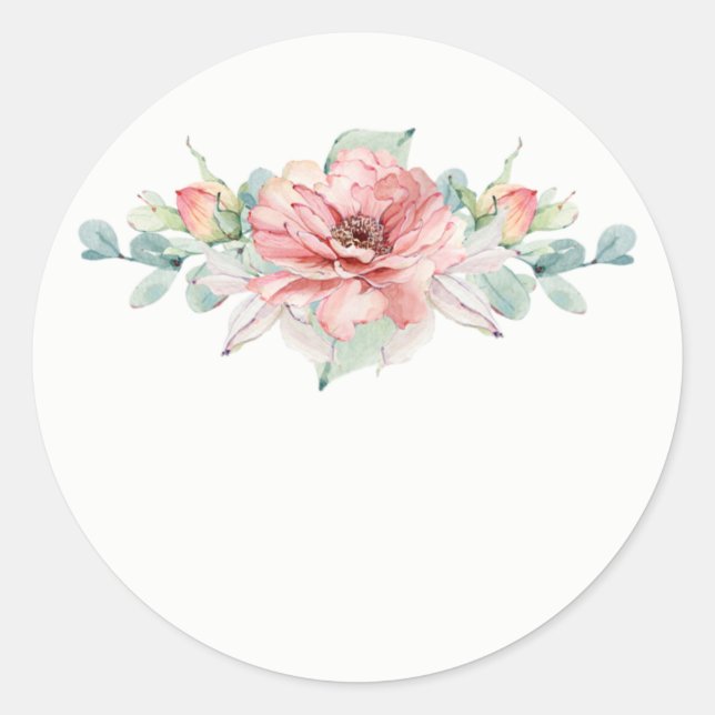Watercolor Flower Wedding Favour Stickers (Front)