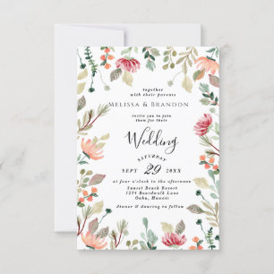 Watercolor Flower Wedding Invitation