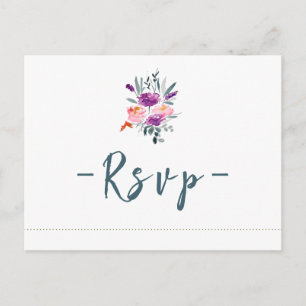 Watercolor Flower Wedding RSVP Postcards