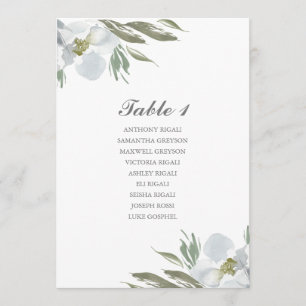 Watercolor Flower Wedding Seating Table Plan Invitation