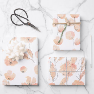 Watercolor Flower Wrapping Paper Set