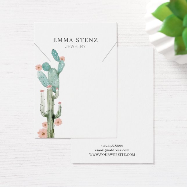 Watercolor Flowering Cactus • Necklace Display (Desk)